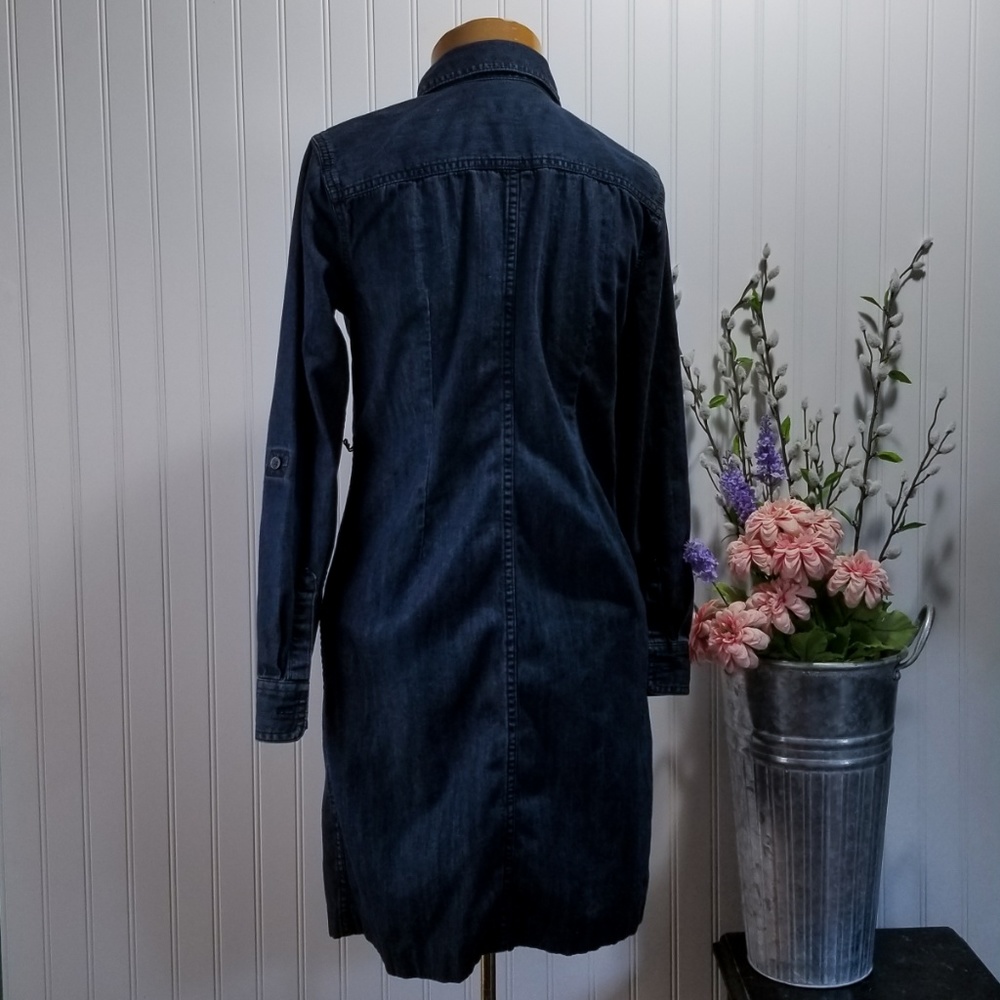 [Talbots] Dark Chambray Denim Shift Button Dress - image 3